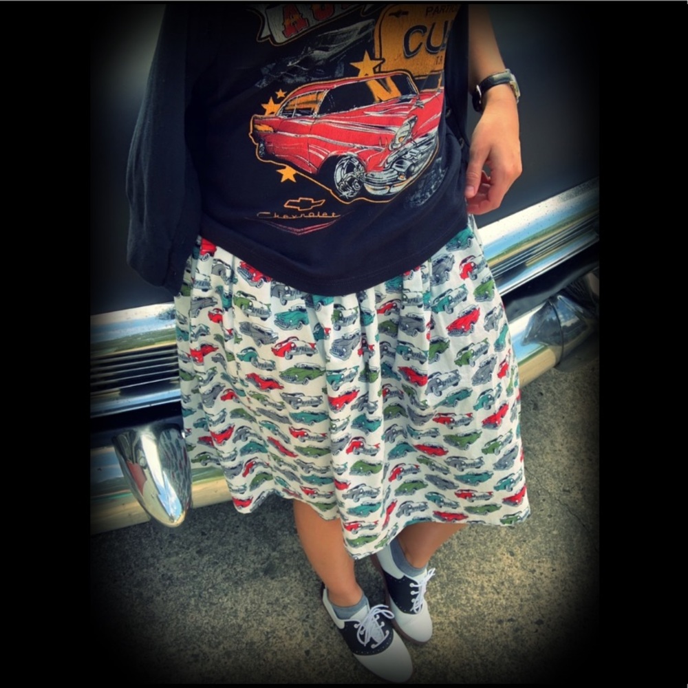 OOAK 50’s Vintage Retro Car Show High Waist Skirt